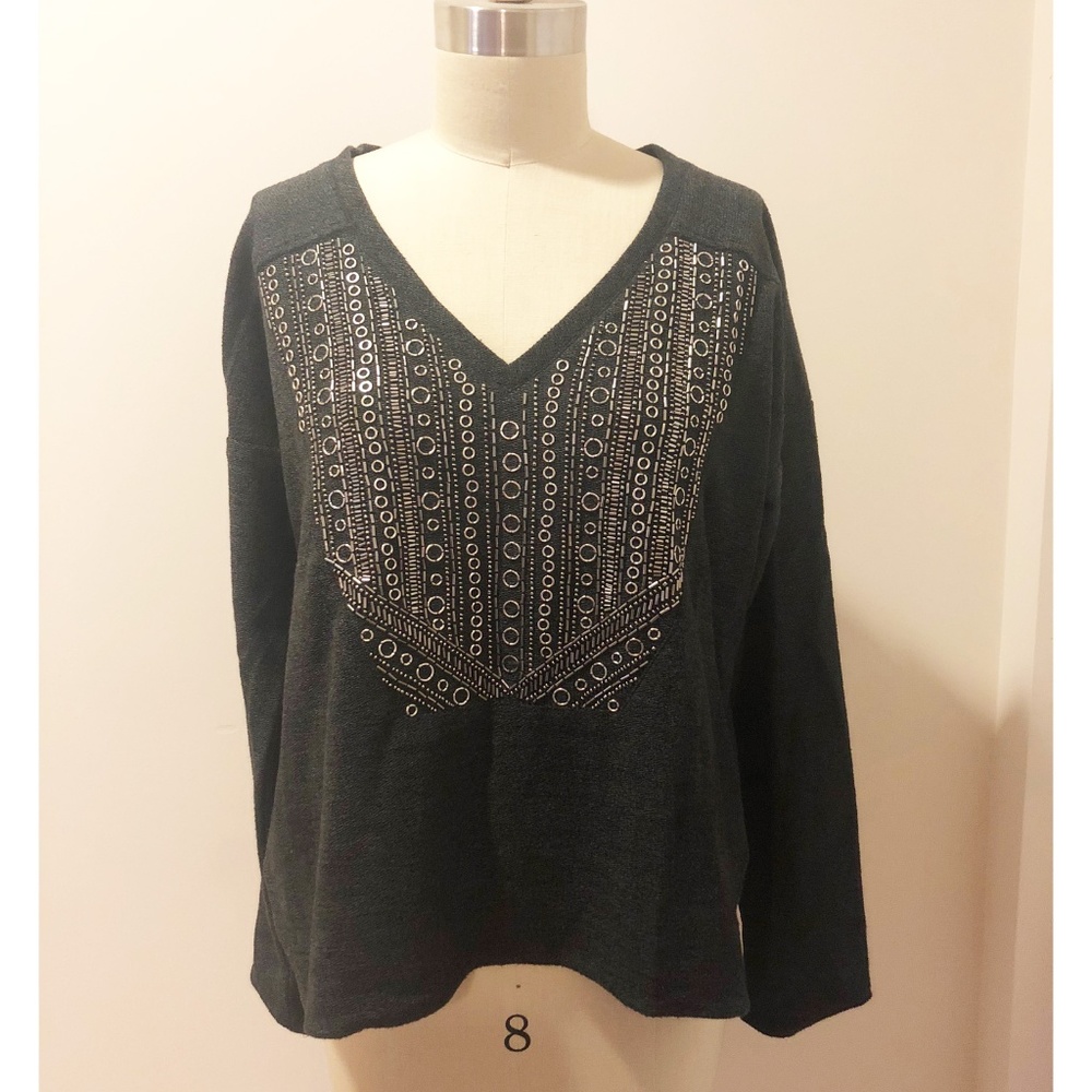 Plenty by Tracy Reese Sweatshirt w/ Silver Beading